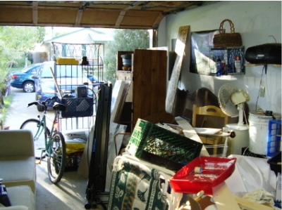 cluttered garage